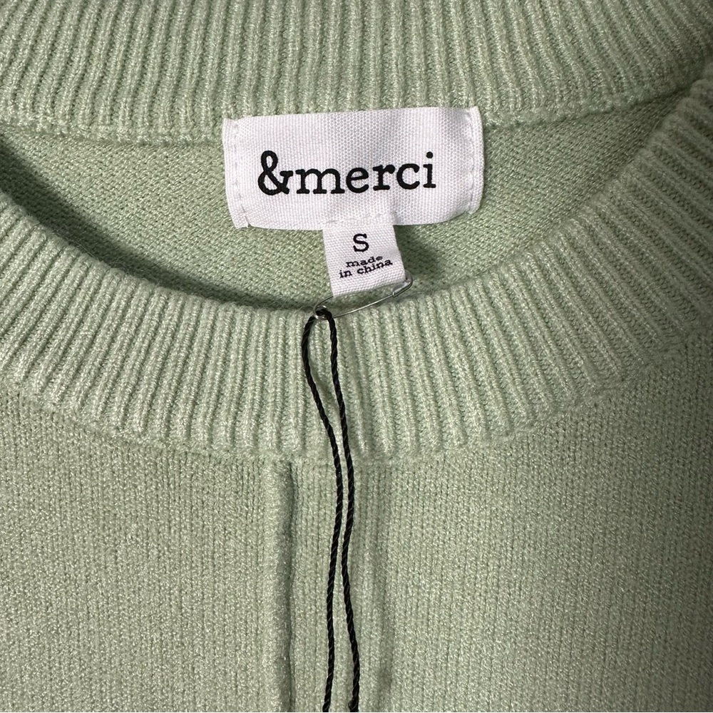 &Merci Women's Pastel Green Crew Neck Sweater - Picture 3 of 4